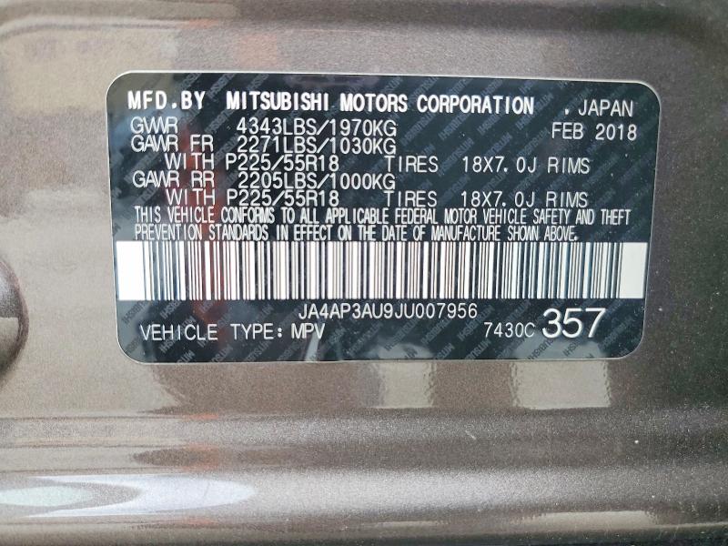 Продажа на аукционе авто 2018 Mitsubishi Outlander Sport, vin: JA4AP3AU9JU007956, номер лота: 54229716
