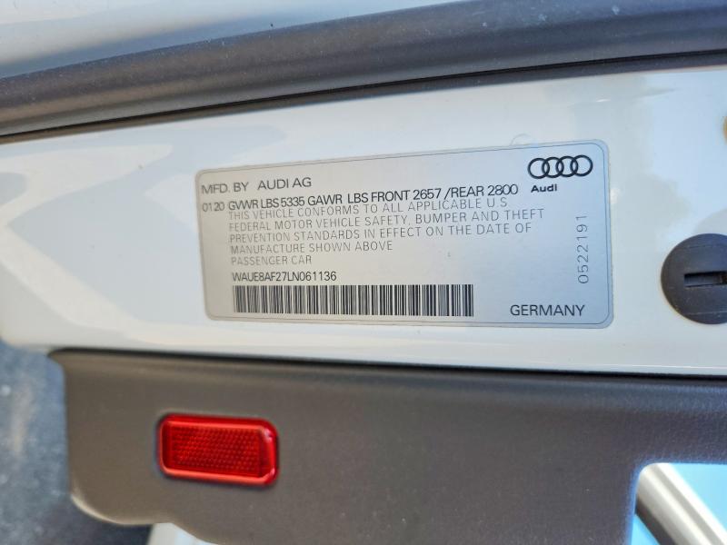 Aukcja sprzedaży 2020 Audi A6, vin: WAUE8AF27LN061136, numer aukcji: 54928746