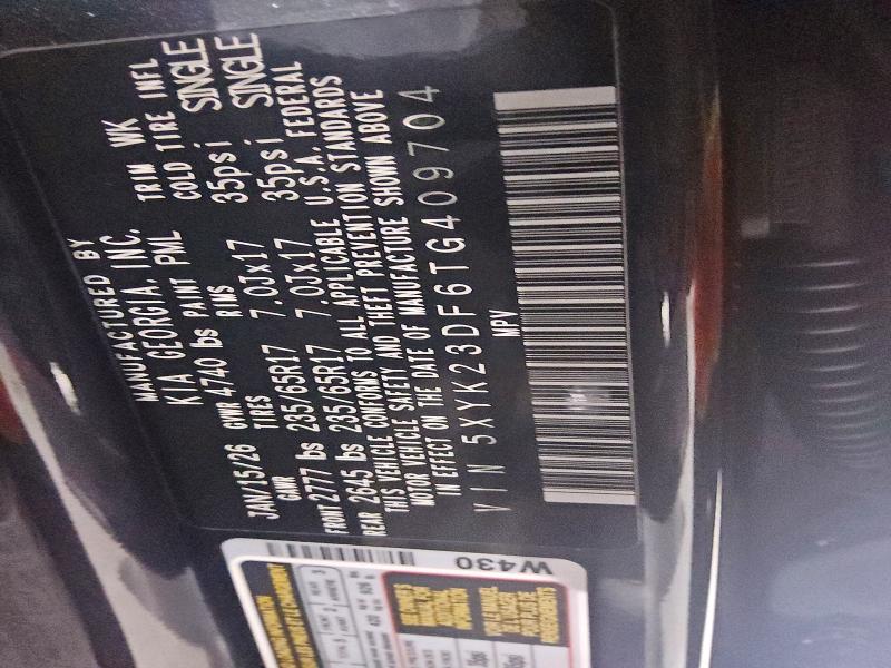 52939586 :رقم المزاد ، 5XYK23DF6TG409704 vin ، 2026 Kia Sportage مزاد بيع