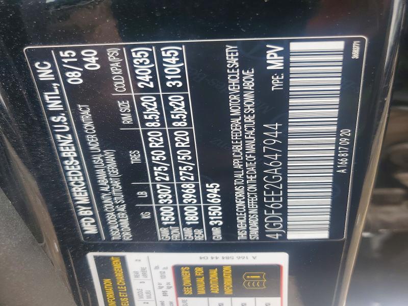 Aukcja sprzedaży 2016 Mercedes-benz Gl, vin: 4JGDF6EE2GA647944, numer aukcji: 55559496