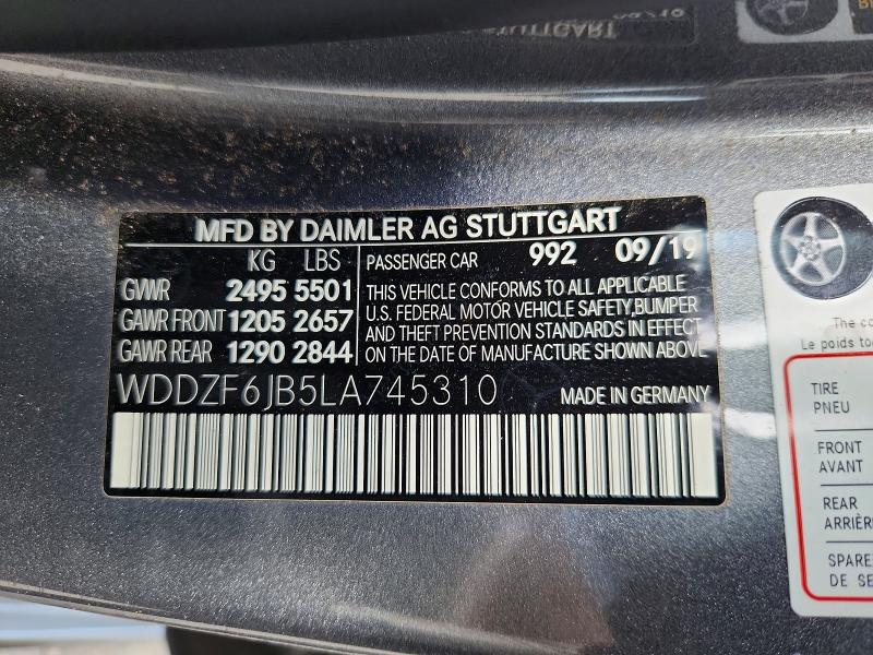 55330836 :رقم المزاد ، WDDZF6JB5LA745310 vin ، 2020 Mercedes-benz E مزاد بيع