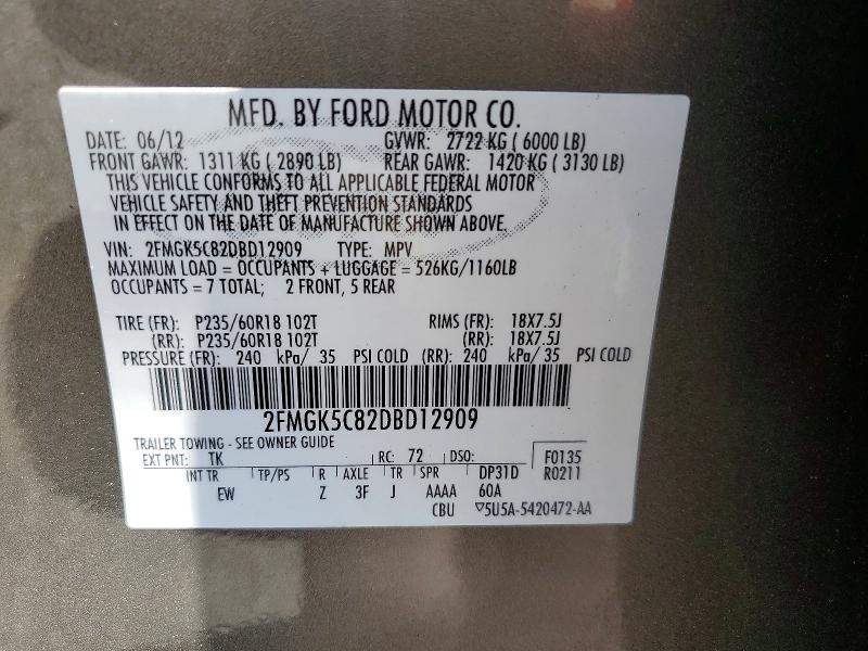 Aukcja sprzedaży 2013 Ford Flex, vin: 2FMGK5C82DBD12909, numer aukcji: 55076926