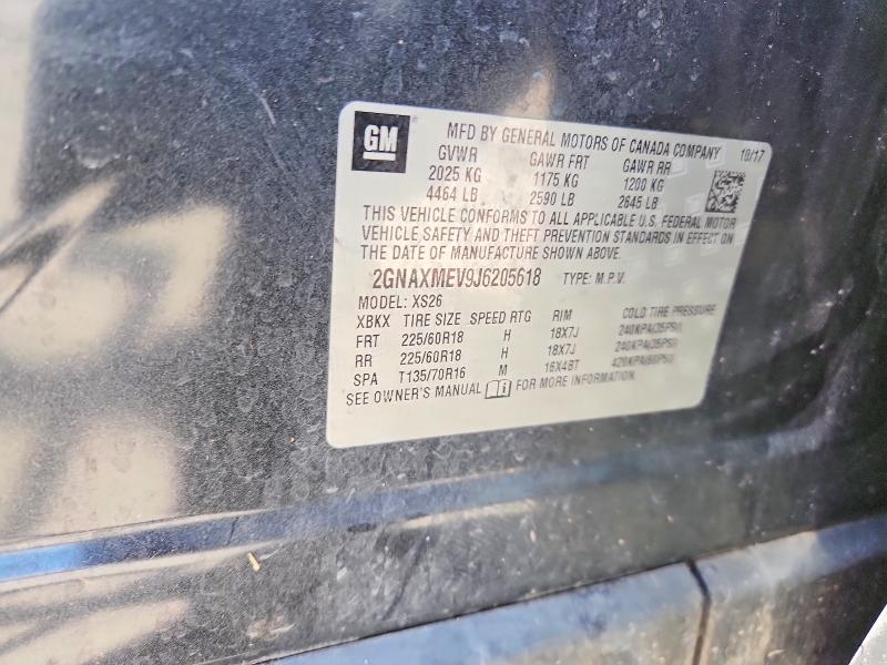 Aukcja sprzedaży 2018 Chevrolet Equinox, vin: 2GNAXMEV9J6205618, numer aukcji: 53324226