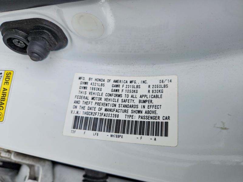55070876 :رقم المزاد ، 1HGCR2F73FA003398 vin ، 2015 Honda Accord مزاد بيع
