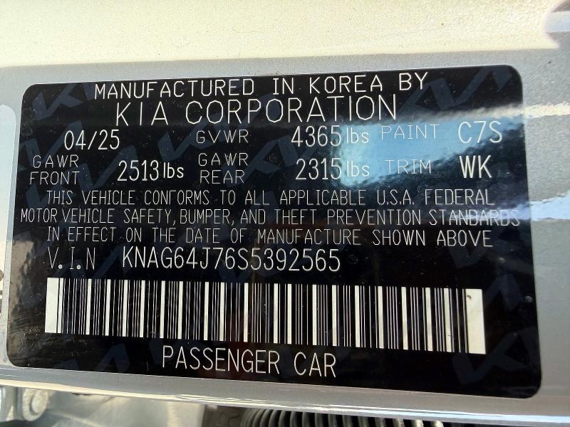 Продаж на аукціоні авто 2025 Kia K5, vin: KNAG64J76S5392565, номер лоту: 54727766