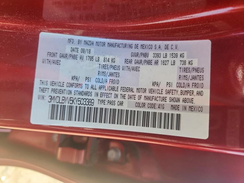 2019 Toyota Yaris მანქანა იყიდება აუქციონზე, vin: 3MYDLBYV5KY503389, აუქციონის ნომერი: 54247686