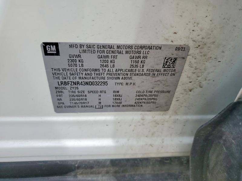 Aukcja sprzedaży 2022 Buick Envision, vin: LRBFZNR43ND032295, numer aukcji: 52926936