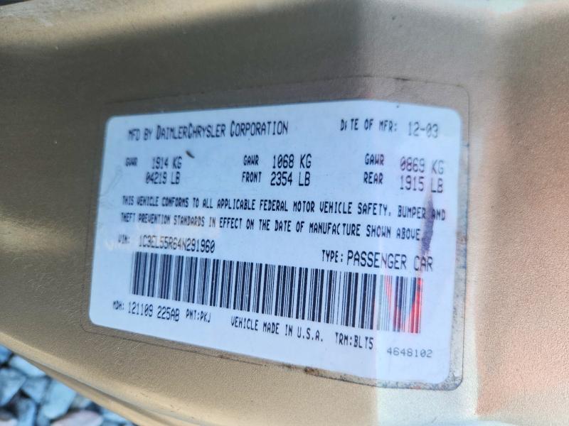 Aukcja sprzedaży 2004 Chrysler Sebring, vin: 1C3EL55R64N291960, numer aukcji: 53019816
