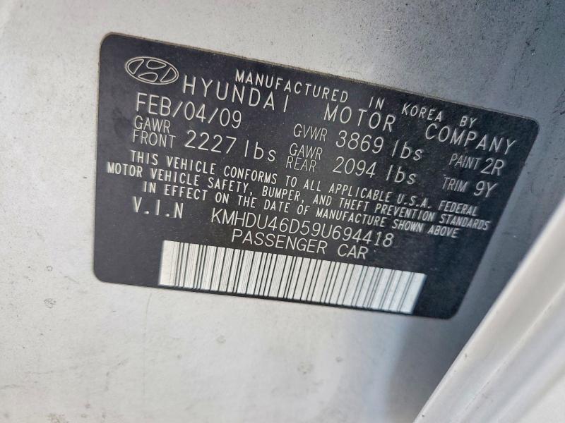 Продаж на аукціоні авто 2009 Hyundai Elantra, vin: KMHDU46D59U694418, номер лоту: 53934446