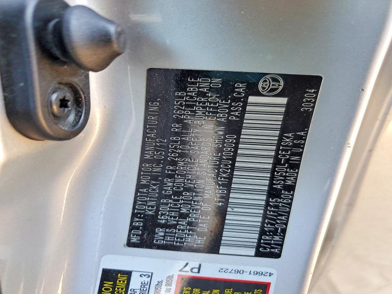 Продажа на аукционе авто 2012 Toyota Camry, vin: 4T1BF1FK2CU109090, номер лота: 54059746