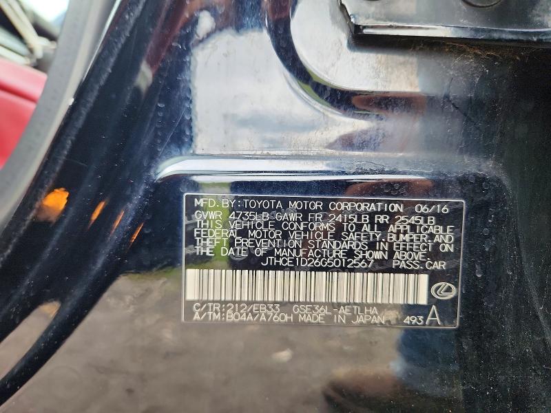 Продажа на аукционе авто 2016 Lexus Is, vin: JTHCE1D26G5012567, номер лота: 51691666