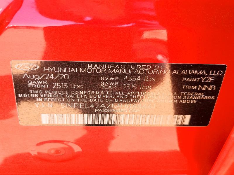 Продаж на аукціоні авто 2021 Hyundai Sonata, vin: 5NPEL4JA2MH068661, номер лоту: 54425836