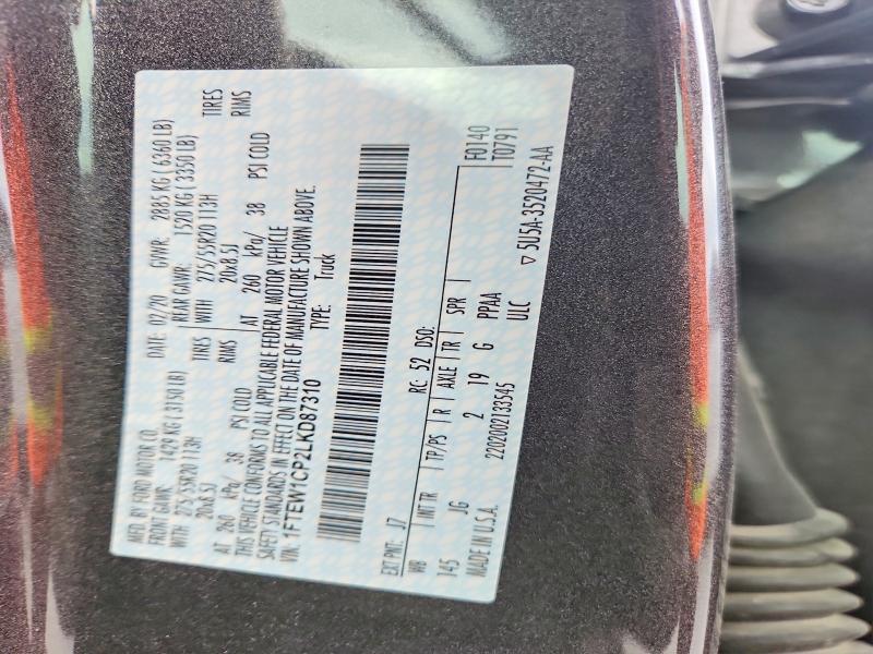 Aukcja sprzedaży 2020 Ford F150, vin: 1FTEW1CP2LKD87310, numer aukcji: 52405826