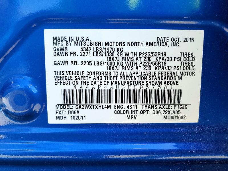 Продаж на аукціоні авто 2015 Mitsubishi Outlander Sport, vin: 4A4AP4AU3FE057581, номер лоту: 52384416