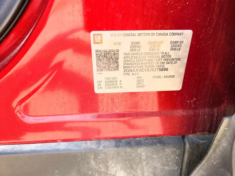 Продаж на аукціоні авто 2018 Chevrolet Equinox, vin: 2GNAXVEV5J6275896, номер лоту: 53384426