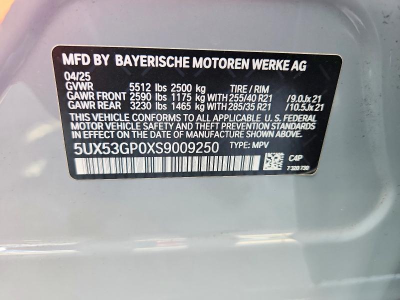 Продаж на аукціоні авто 2025 Bmw X3, vin: 5UX53GP0XS9009250, номер лоту: 53344846