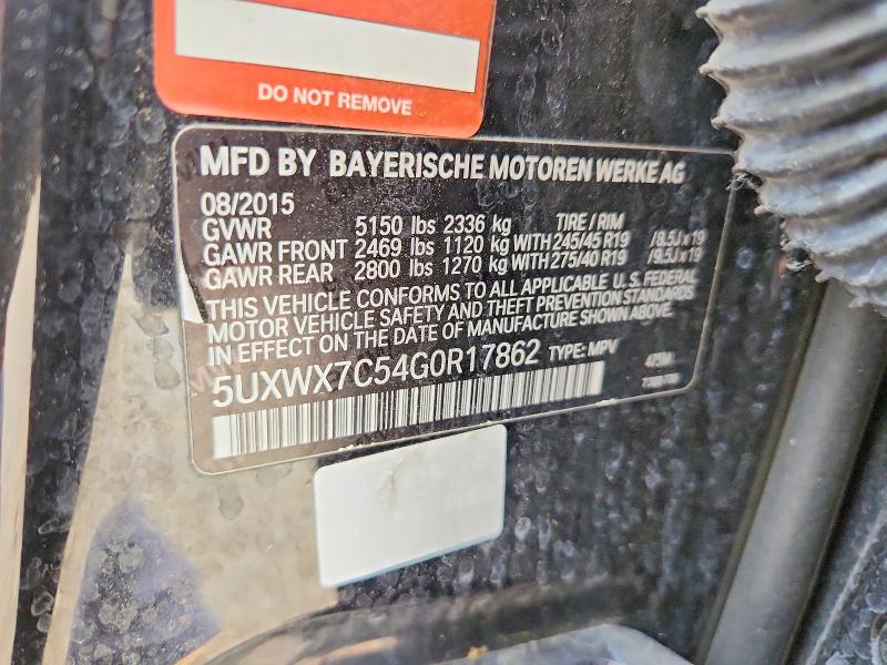 Aukcja sprzedaży 2016 Bmw X3, vin: 5UXWX7C54G0R17862, numer aukcji: 54892776