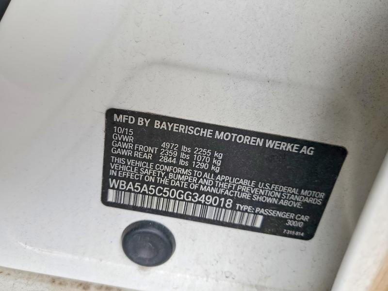 Aukcja sprzedaży 2016 Bmw 528, vin: WBA5A5C50GG349018, numer aukcji: 50347636