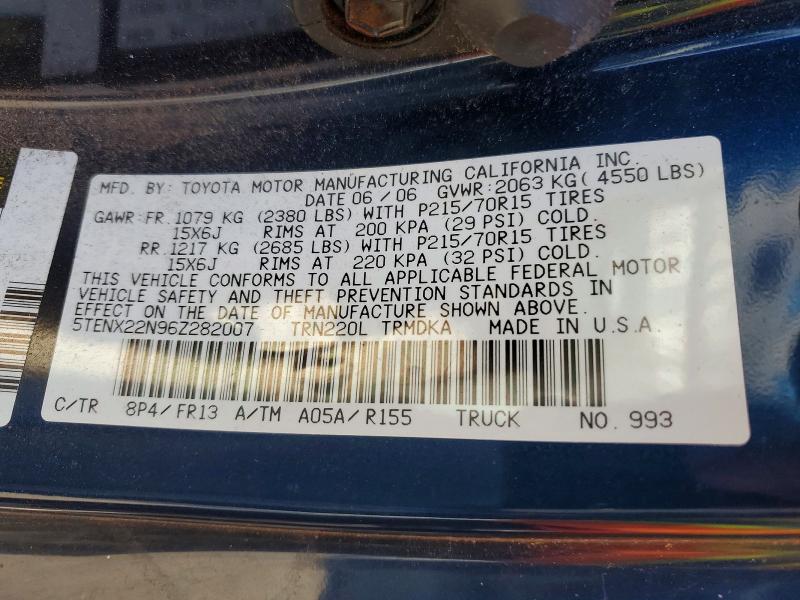 Продаж на аукціоні авто 2006 Toyota Tacoma, vin: 5TENX22N96Z282007, номер лоту: 52231446