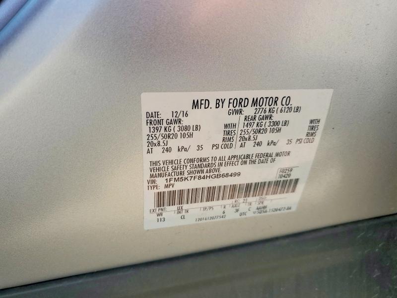 2017 Ford Explorer მანქანა იყიდება აუქციონზე, vin: 1FM5K7F84HGB68499, აუქციონის ნომერი: 53894356