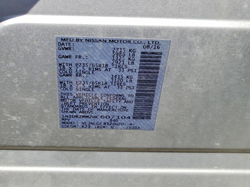 Продажа на аукционе авто 2017 Nissan Pathfinder, vin: 5N1DR2MM2HC607104, номер лота: 53600866