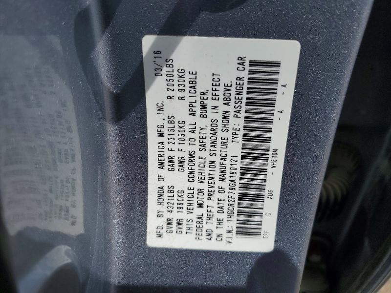 2016 Honda Accord მანქანა იყიდება აუქციონზე, vin: 1HGCR2F79GA180121, აუქციონის ნომერი: 54785896