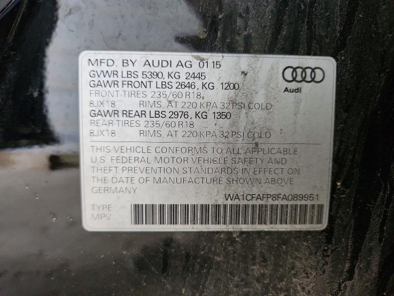 50399626 :رقم المزاد ، WA1CFAFP8FA089951 vin ، 2015 Audi Q5 مزاد بيع