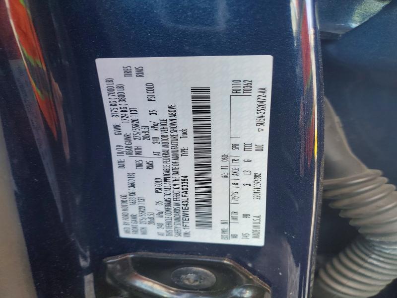 2020 Ford F150 მანქანა იყიდება აუქციონზე, vin: 1FTEW1E43LFA03384, აუქციონის ნომერი: 48548126