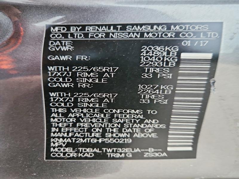 Aukcja sprzedaży 2017 Nissan Rogue, vin: KNMAT2MT6HP550219, numer aukcji: 51716496