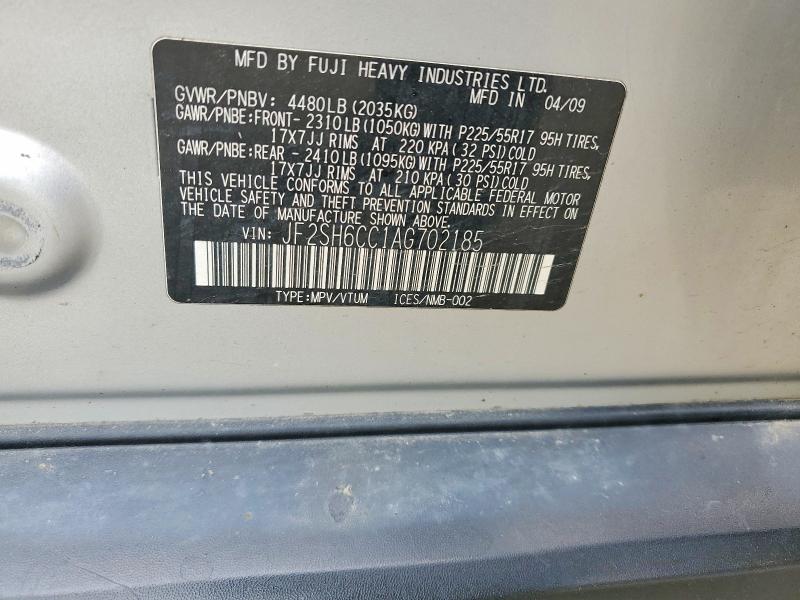 Aukcja sprzedaży 2010 Subaru Forester, vin: JF2SH6CC1AG702185, numer aukcji: 54864886