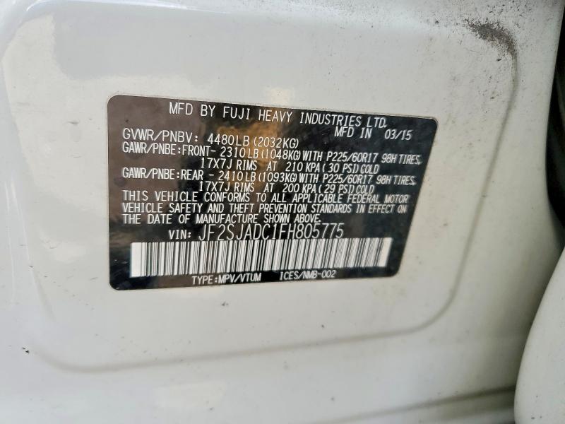 Продажа на аукционе авто 2015 Subaru Forester, vin: JF2SJADC1FH805775, номер лота: 53087096