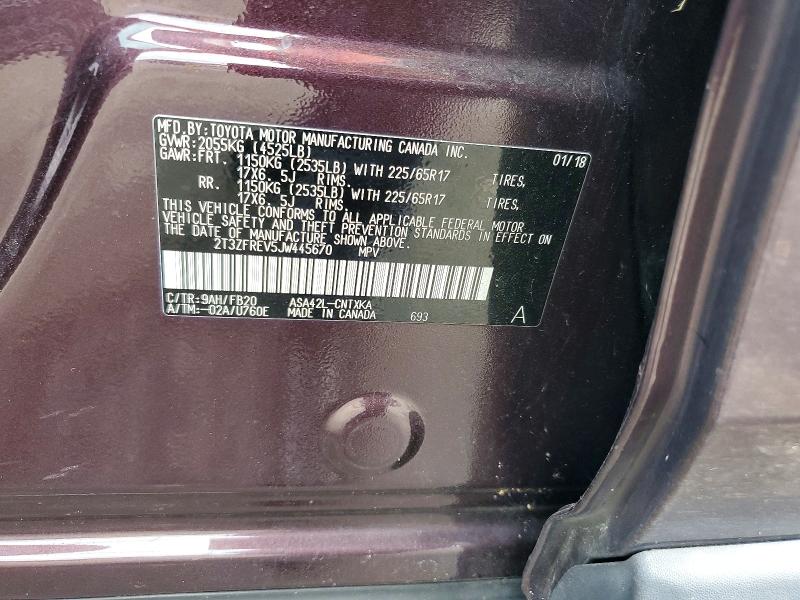 54227056 :رقم المزاد ، 2T3ZFREV5JW445670 vin ، 2018 Toyota Rav4 مزاد بيع