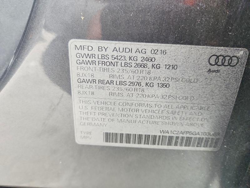 54302776 :رقم المزاد ، WA1C2AFP5GA103088 vin ، 2016 Audi Q5 مزاد بيع