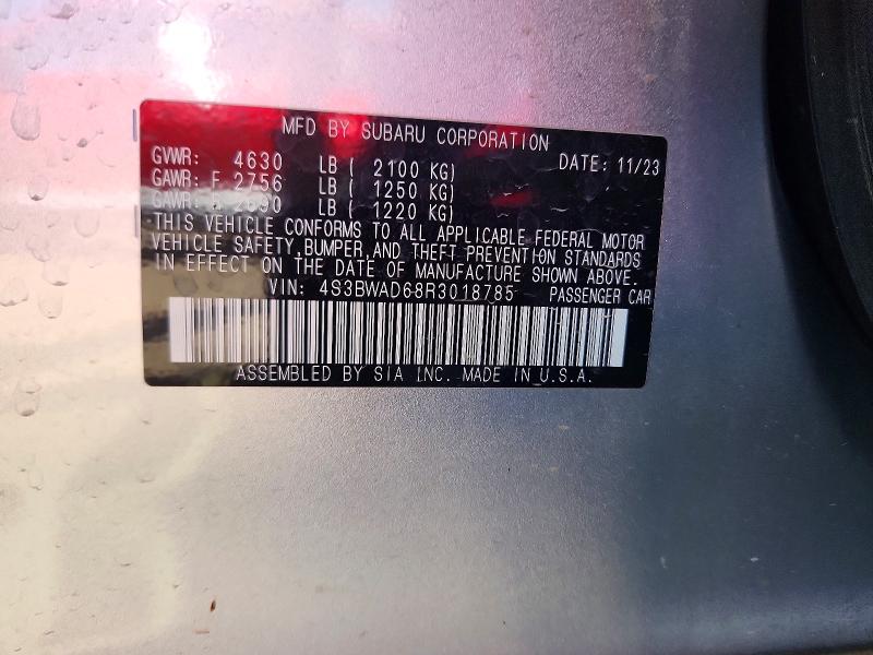 2024 Subaru Legacy მანქანა იყიდება აუქციონზე, vin: 4S3BWAD68R3018785, აუქციონის ნომერი: 52493906