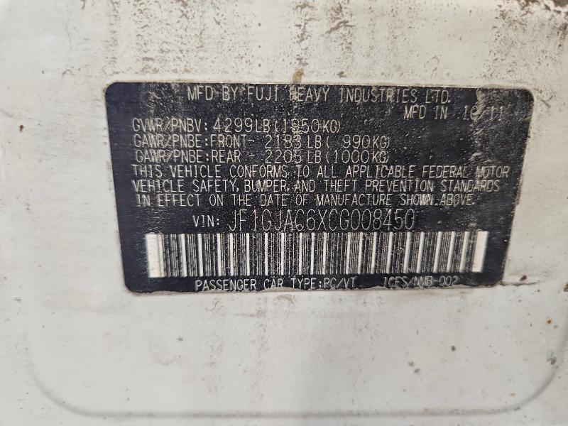 Aukcja sprzedaży 2012 Subaru Impreza, vin: JF1GJAC6XCG008450, numer aukcji: 53036956