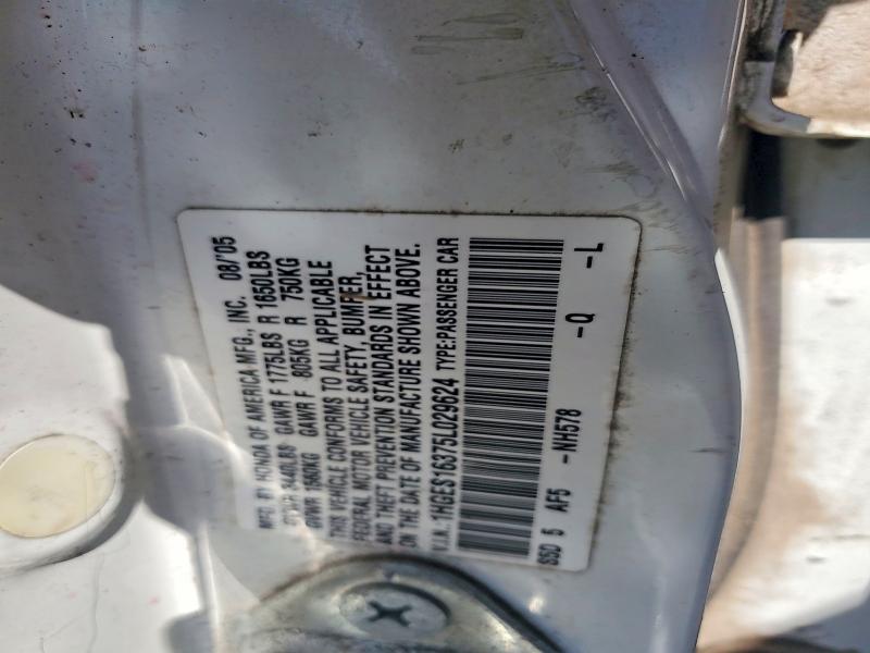 Продаж на аукціоні авто 2005 Honda Civic, vin: 1HGES16375L029624, номер лоту: 52240146