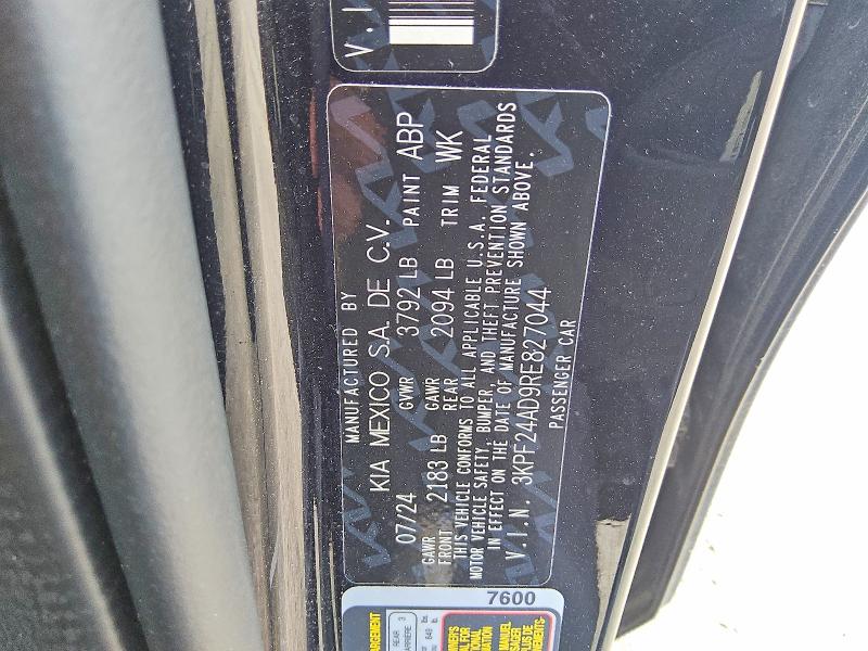 Aukcja sprzedaży 2024 Kia Forte, vin: 3KPF24AD9RE827044, numer aukcji: 53999126