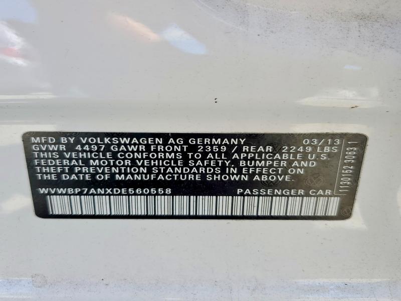 Продажа на аукционе авто 2013 Volkswagen Cc, vin: WVWBP7ANXDE560558, номер лота: 54214026