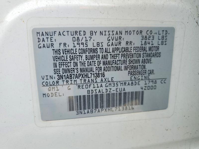 52149936 :رقم المزاد ، 3N1AB7APXHL713816 vin ، 2017 Nissan Sentra مزاد بيع
