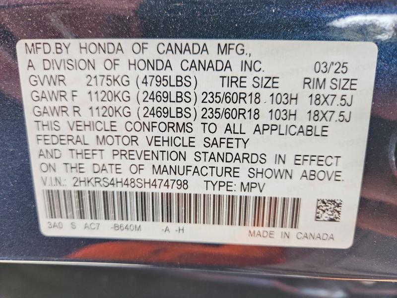 Продаж на аукціоні авто 2025 Honda Cr-v, vin: 2HKRS4H48SH474798, номер лоту: 52318266