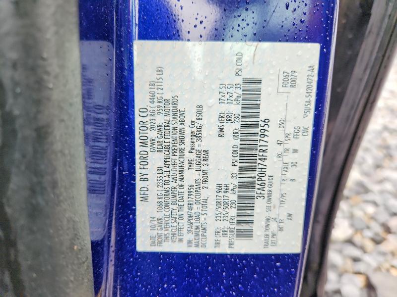 Aukcja sprzedaży 2015 Ford Fusion, vin: 3FA6P0H74FR179956, numer aukcji: 52292446