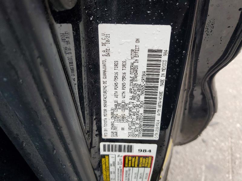 54781636 :رقم المزاد ، 3TYRX5GN8NT035914 vin ، 2022 Toyota Tacoma مزاد بيع