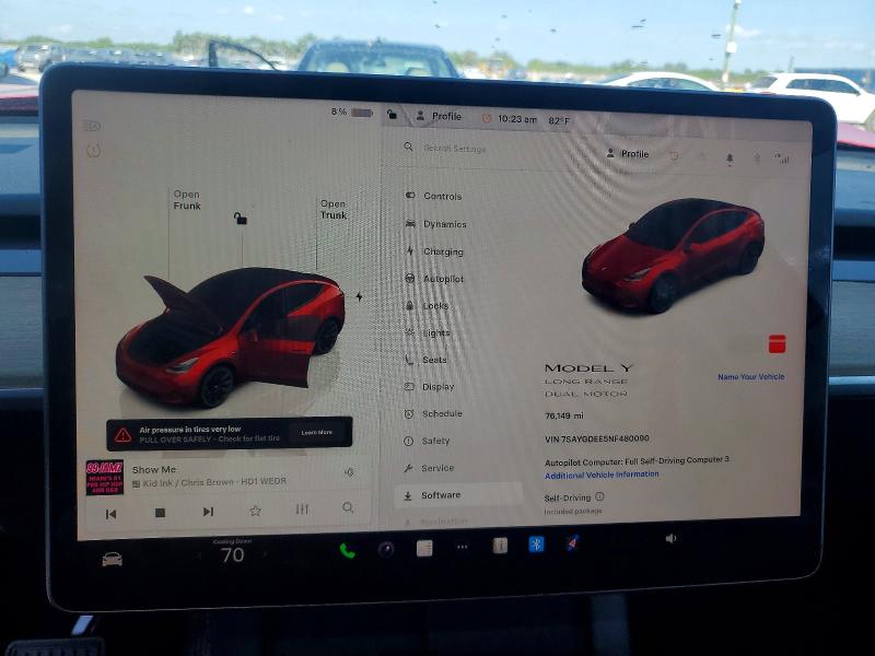 51960066 :رقم المزاد ، 7SAYGDEE5NF480090 vin ، 2022 Tesla Model Y مزاد بيع