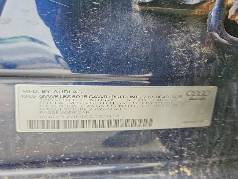 Aukcja sprzedaży 2004 Audi S4, vin: WAUPL68E44A130014, numer aukcji: 52755346