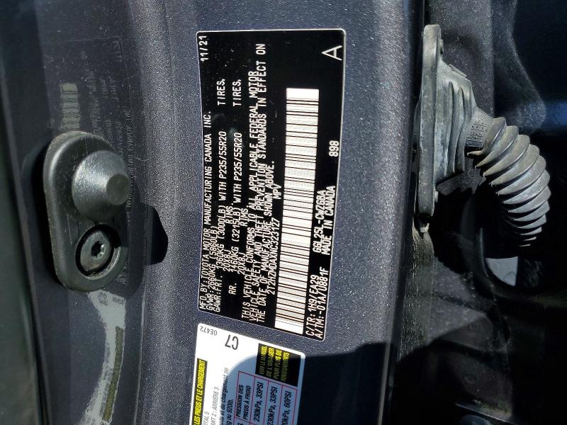 54809556 :رقم المزاد ، 2T2HZMDAXNC323127 vin ، 2022 Lexus Rx مزاد بيع