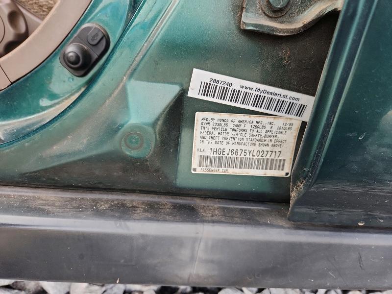 Продаж на аукціоні авто 2000 Honda Civic, vin: 1HGEJ6675YL027717, номер лоту: 55192256
