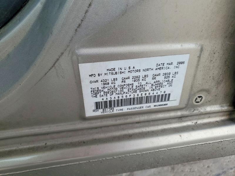 53049546 :رقم المزاد ، 4A3AB56F36E064470 vin ، 2006 Mitsubishi Galant مزاد بيع