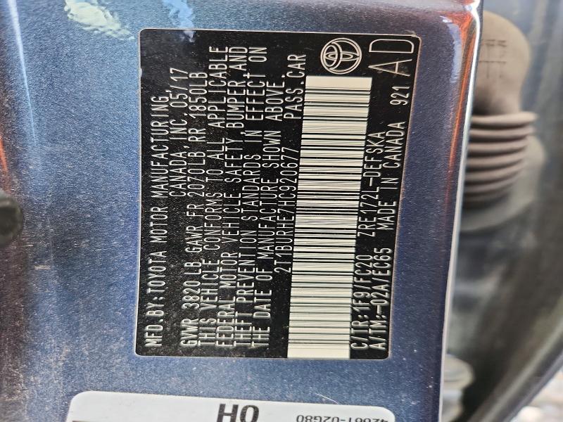 52174986 :رقم المزاد ، 2T1BURHE7HC920677 vin ، 2017 Toyota Corolla مزاد بيع
