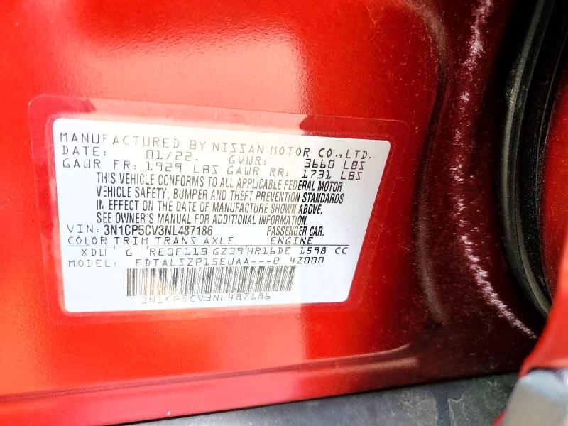 54545506 :رقم المزاد ، 3N1CP5CV3NL487186 vin ، 2022 Nissan Kicks مزاد بيع