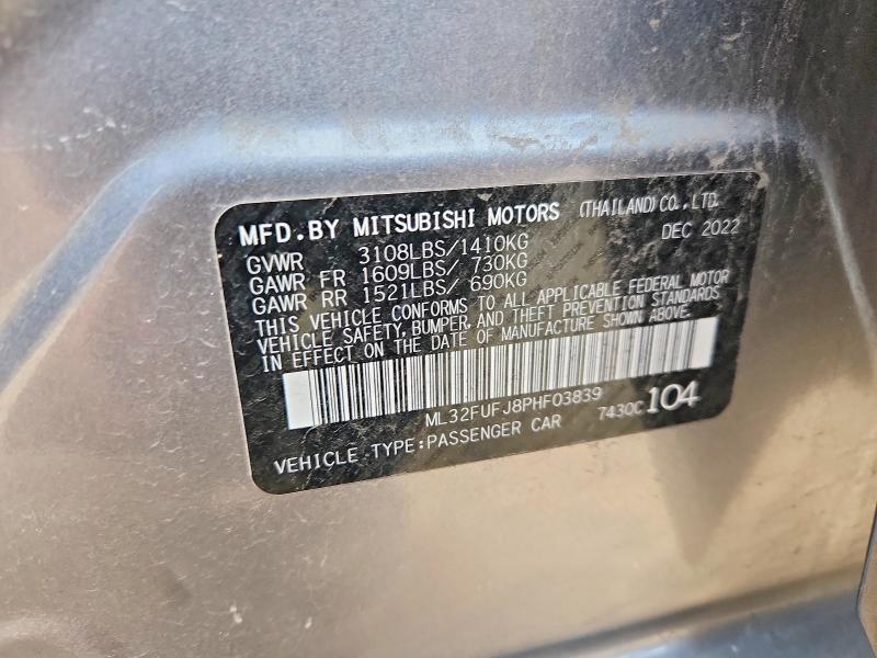 Продаж на аукціоні авто 2023 Mitsubishi Mirage, vin: ML32FUFJ8PHF03839, номер лоту: 53740986